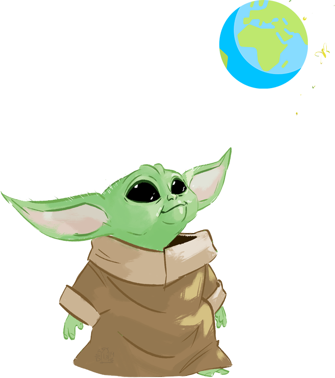 image of baby yoda looking up